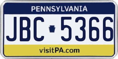 PA license plate JBC5366