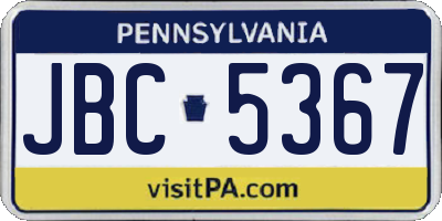 PA license plate JBC5367