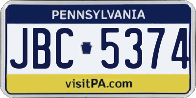 PA license plate JBC5374