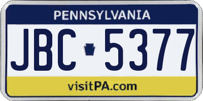 PA license plate JBC5377