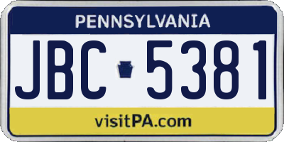 PA license plate JBC5381