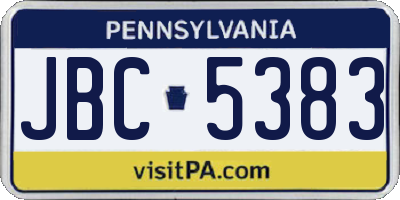 PA license plate JBC5383