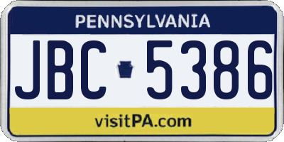 PA license plate JBC5386