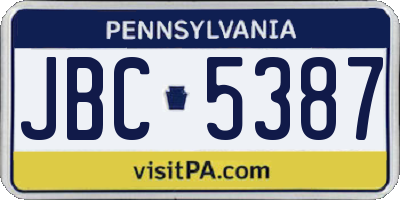 PA license plate JBC5387