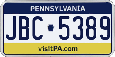 PA license plate JBC5389