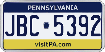 PA license plate JBC5392