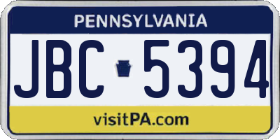 PA license plate JBC5394