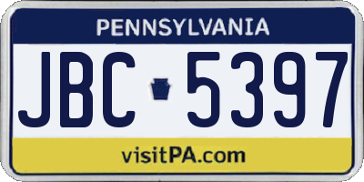 PA license plate JBC5397