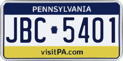 PA license plate JBC5401