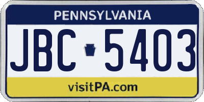 PA license plate JBC5403