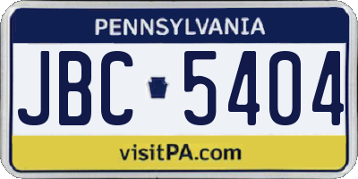 PA license plate JBC5404