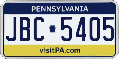 PA license plate JBC5405