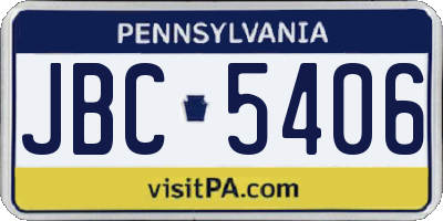 PA license plate JBC5406