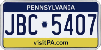 PA license plate JBC5407