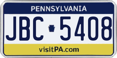 PA license plate JBC5408