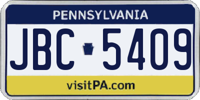 PA license plate JBC5409