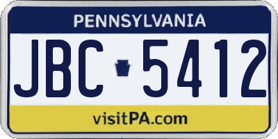 PA license plate JBC5412