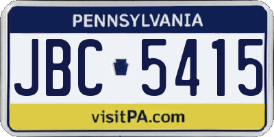 PA license plate JBC5415