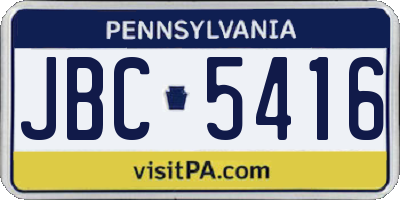 PA license plate JBC5416