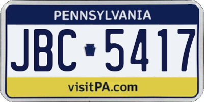 PA license plate JBC5417