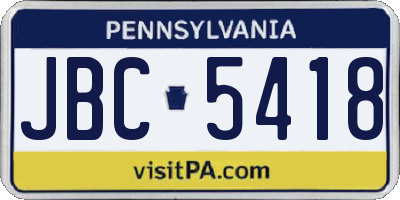 PA license plate JBC5418