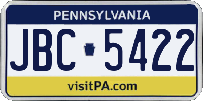 PA license plate JBC5422