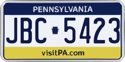 PA license plate JBC5423