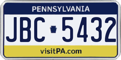 PA license plate JBC5432