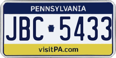 PA license plate JBC5433