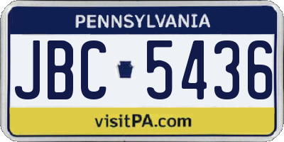 PA license plate JBC5436