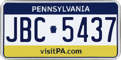 PA license plate JBC5437