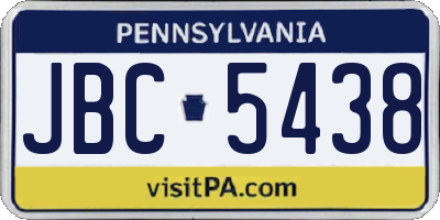 PA license plate JBC5438