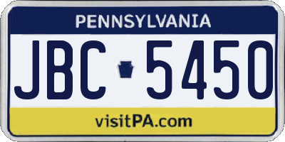 PA license plate JBC5450