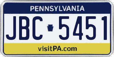 PA license plate JBC5451