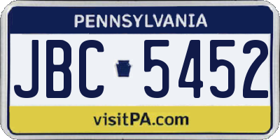 PA license plate JBC5452