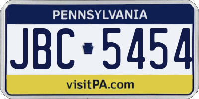 PA license plate JBC5454