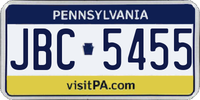 PA license plate JBC5455