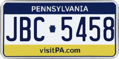 PA license plate JBC5458