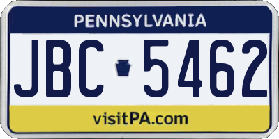 PA license plate JBC5462