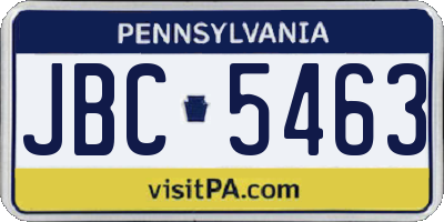 PA license plate JBC5463