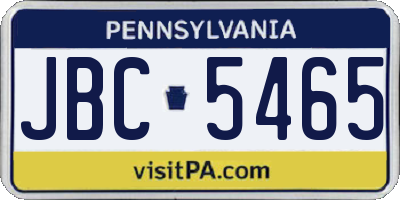 PA license plate JBC5465