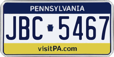 PA license plate JBC5467