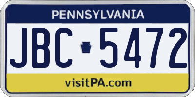 PA license plate JBC5472