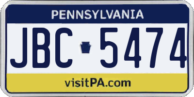 PA license plate JBC5474