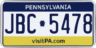 PA license plate JBC5478