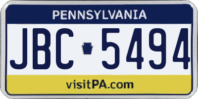 PA license plate JBC5494