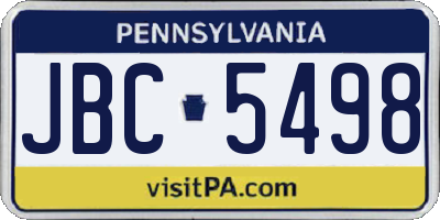 PA license plate JBC5498