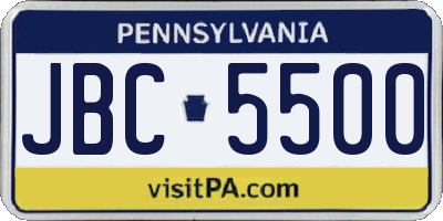 PA license plate JBC5500