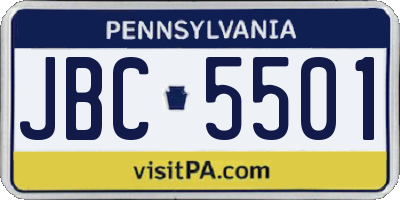 PA license plate JBC5501