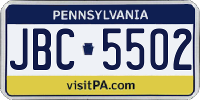 PA license plate JBC5502